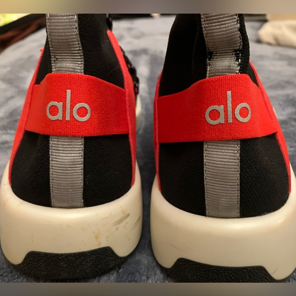 Black and red sock style pull on sneakers “Wanderer” from Alo